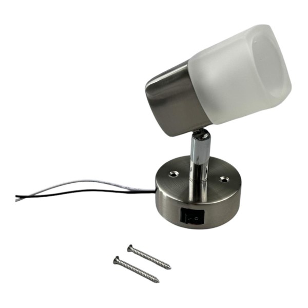 LUNA LED Aufbauleuchte mit integriertem Schalter 350° schwenkbar mattchrom gebürsteter Stahl 10-15 V