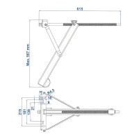 Ausdrehstütze 450 kg 615 x 278 mm H:507 mm