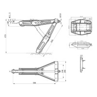 Ausdrehstütze 1000kg 605x280mm H:470mm inkl. Stützplatte